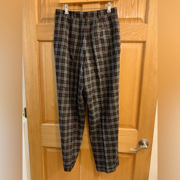 VTG 90s Gray Black Red Plaid High Waist Pants Size 12 LizSport Tapered - Pleated - Picture 3 of 7